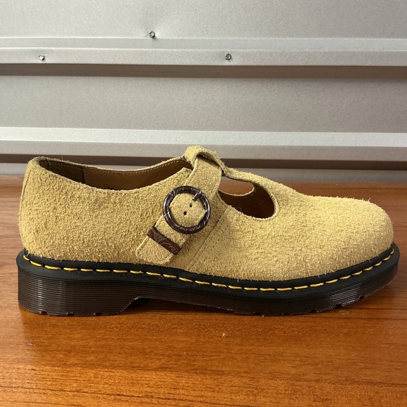 Dr. Martens Men T-Bar Yellow Tan Nappy Hairy Suede Leather Buckle Shoe Size 10 - Picture 10 of 12